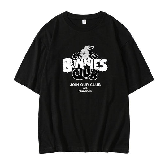 NEWJEANS BUNNIES CLUB Tシャツ 100%コットン (カラーバリエーション)