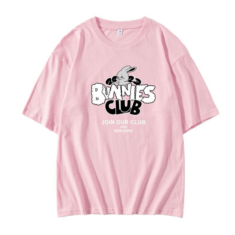 NEWJEANS BUNNIES CLUB Tシャツ 100%コットン (カラーバリエーション)