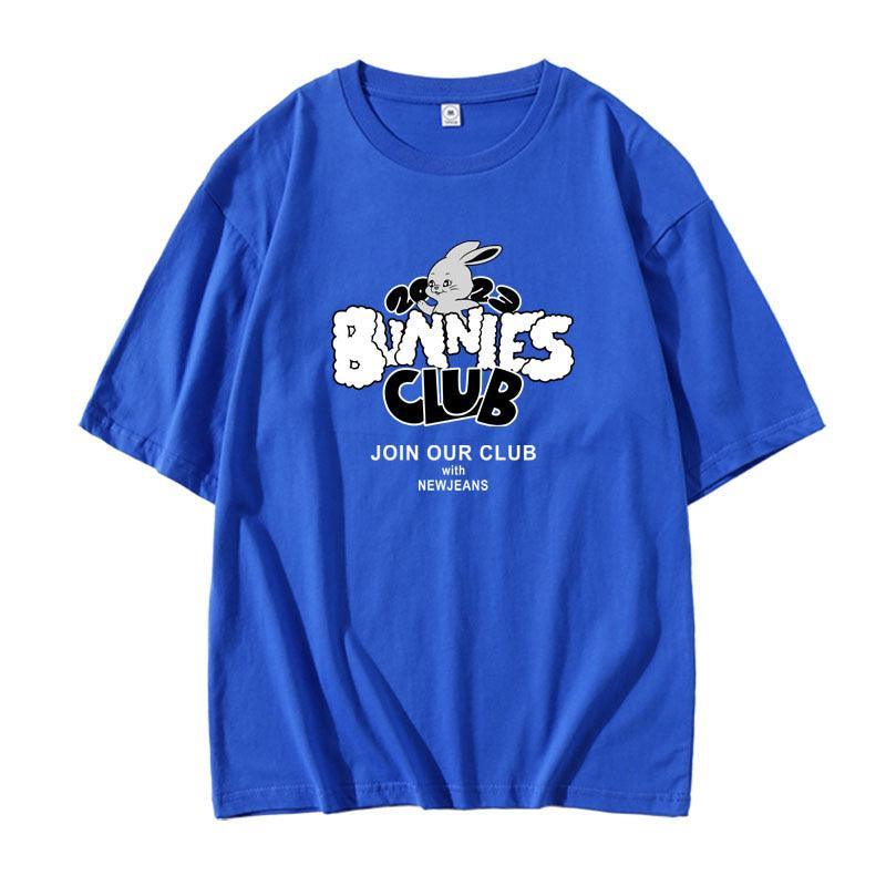 NEWJEANS BUNNIES CLUB Tシャツ 100%コットン (カラーバリエーション)