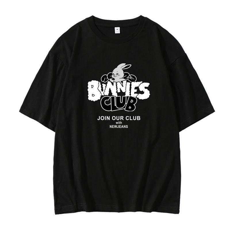NEWJEANS BUNNIES CLUB Tシャツ 100%コットン (カラーバリエーション)
