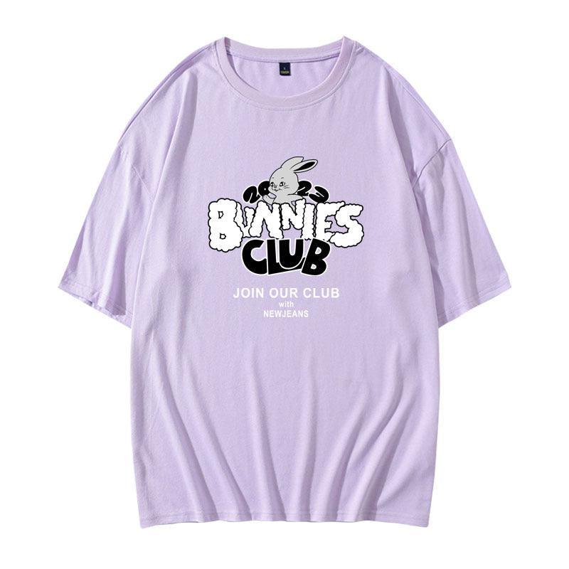 NEWJEANS BUNNIES CLUB Tシャツ 100%コットン (カラーバリエーション)