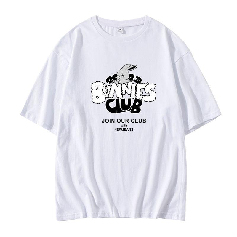 NEWJEANS BUNNIES CLUB Tシャツ 100%コットン (カラーバリエーション)