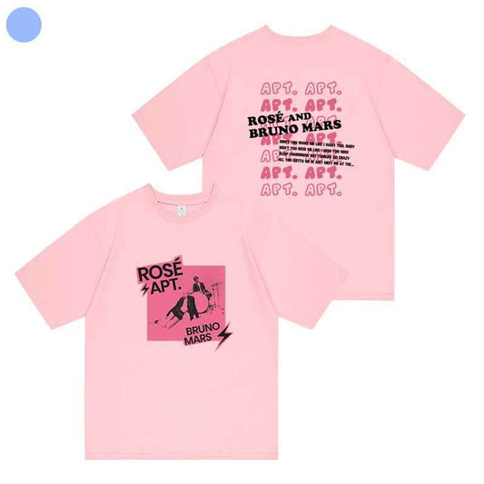 ロゼ（BLACKPINK）とブルーノ・マーズ APT Tシャツ 100%コットン