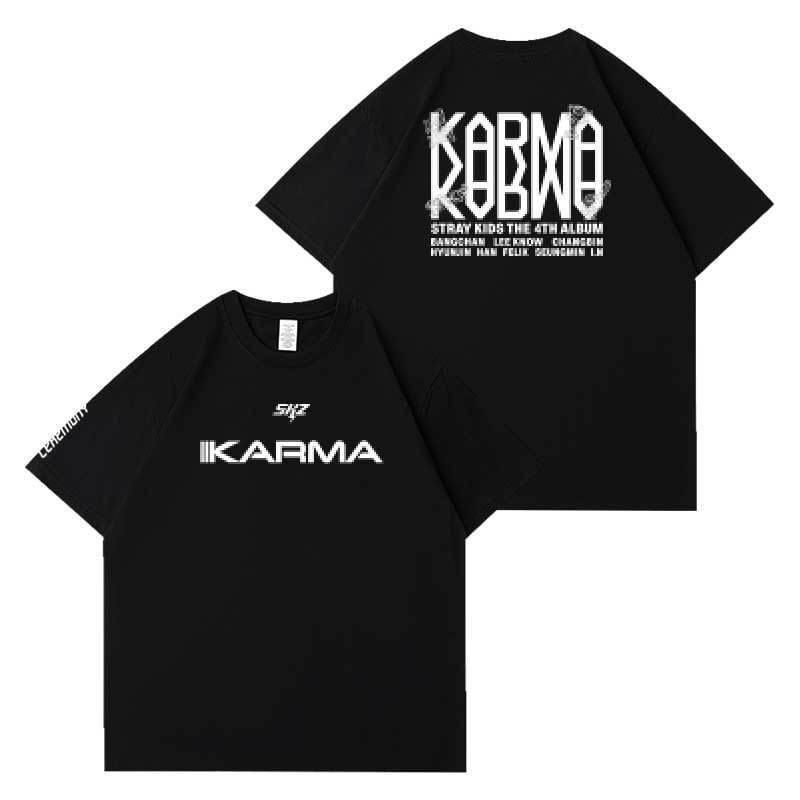 STRAY KIDS KARMA Tシャツ 綿100% (ブラック)