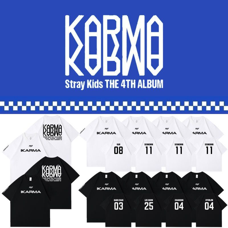 STRAY KIDS KARMA Tシャツ 綿100% (ブラック)