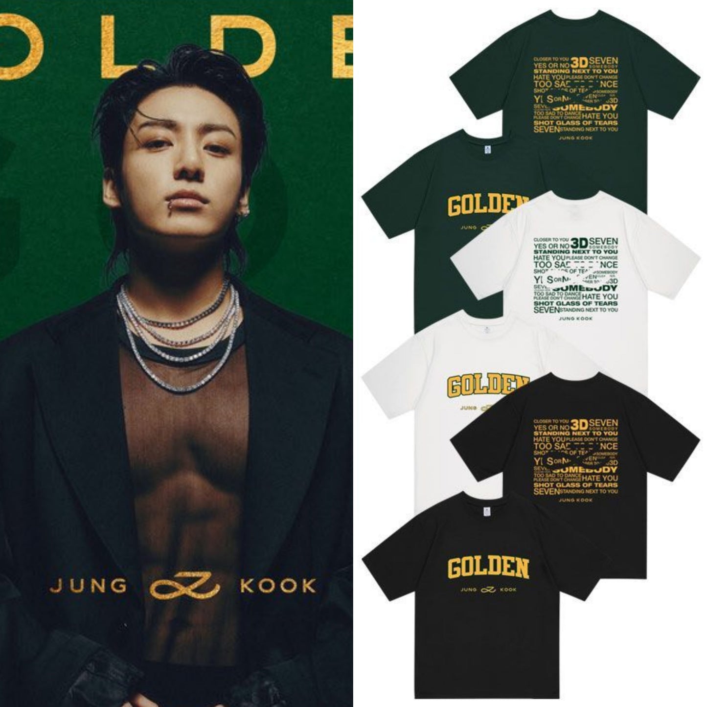 JUNGKOOK GOLDEN Tシャツ コットン100%（各種色）