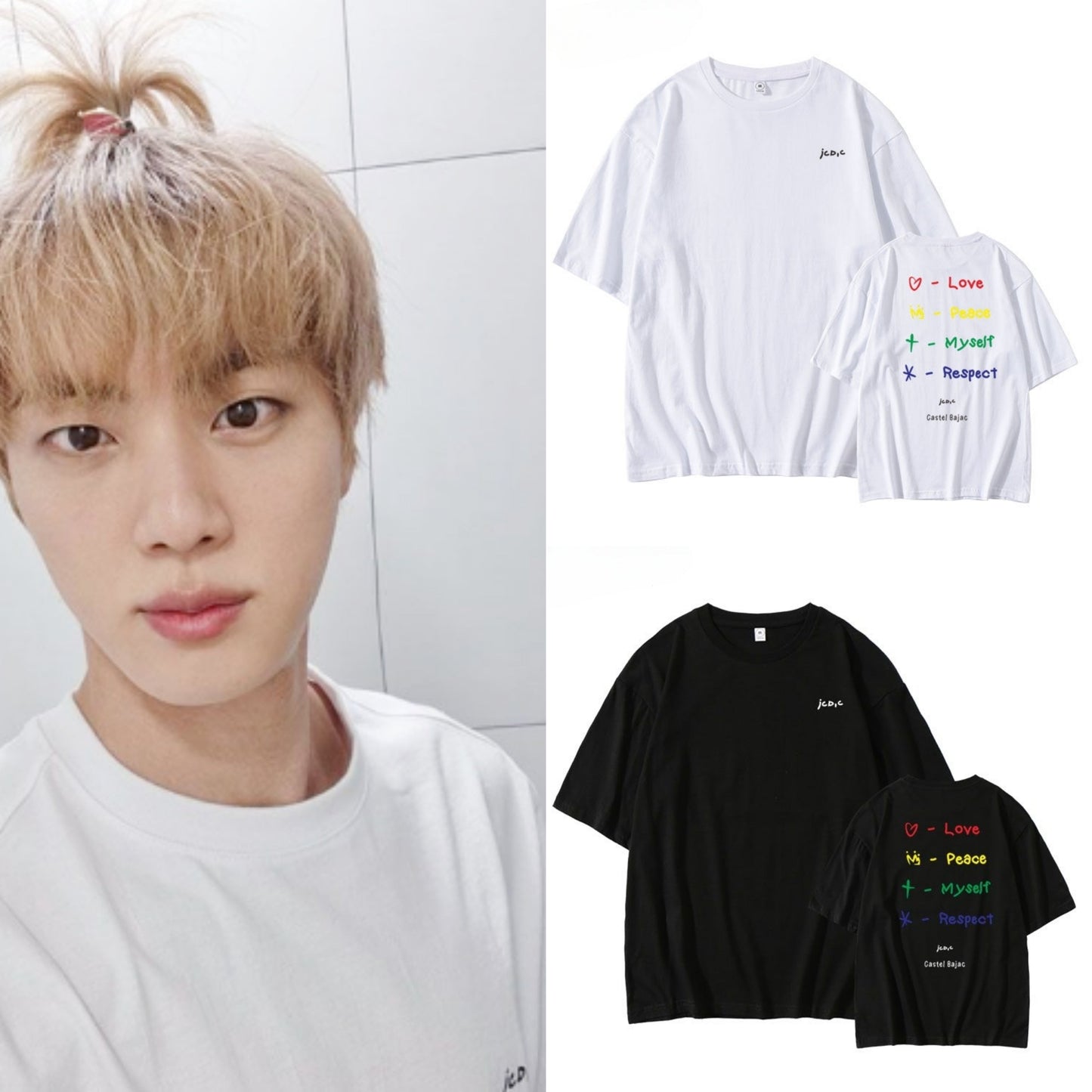JIN Tシャツ 綿100％（白、黒）