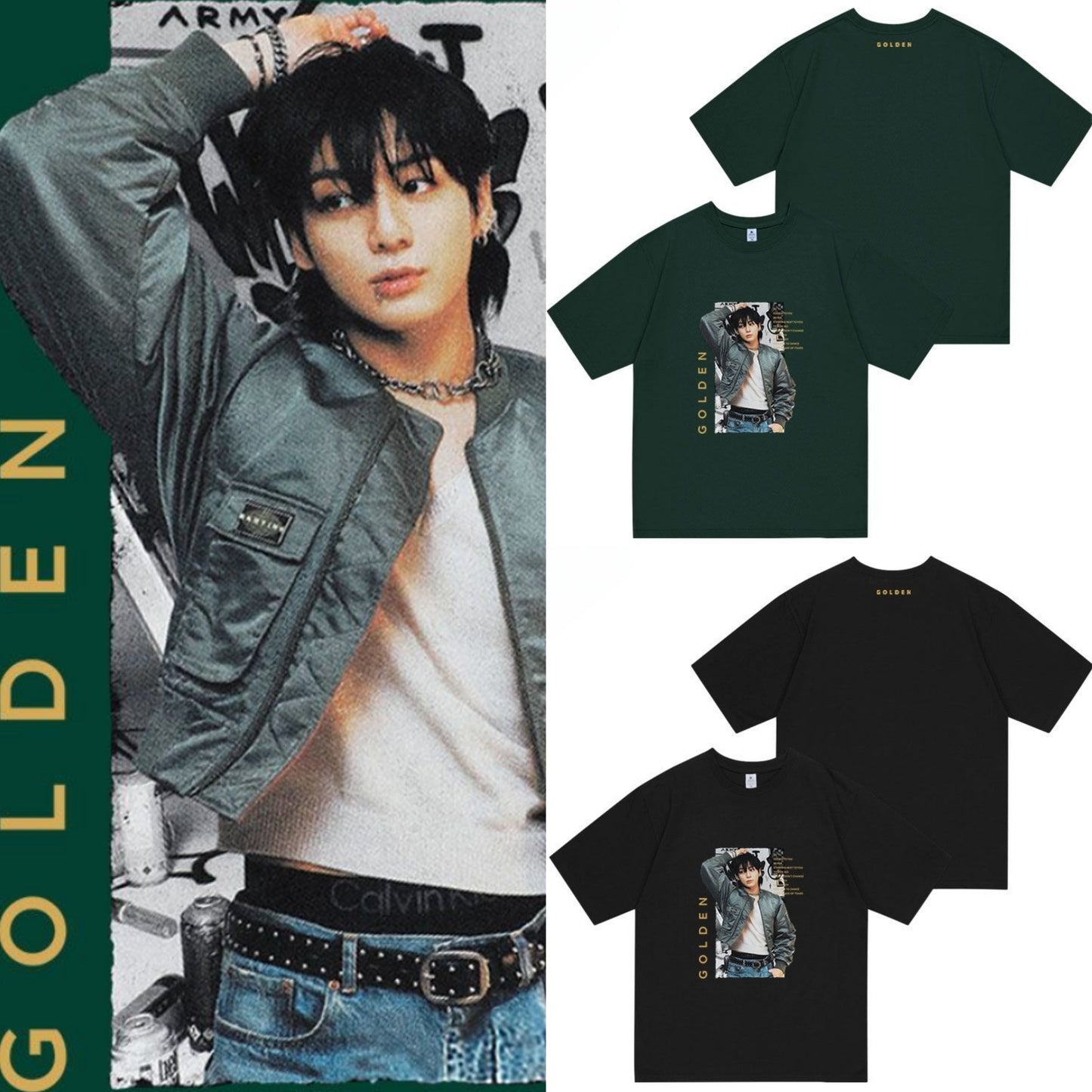 JUNGKOOK GOLDEN Tシャツ 綿100% (4色)