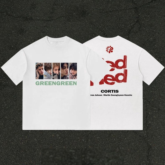 CORTIS Tシャツ グリーン 100%コットン