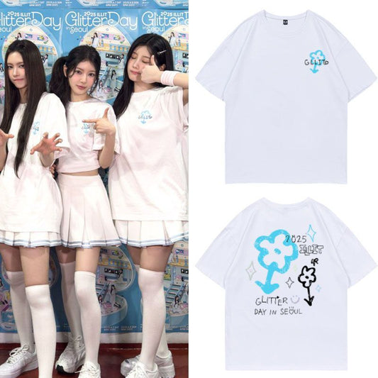 ILLIT グリッターデイ Tシャツ 100%コットン